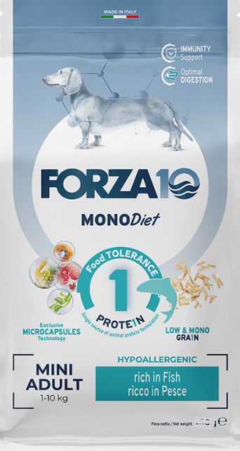 FORZA10 Diet Adult MINI Dog Fish (Pesce) 30/15 гипоаллергенный низкозерновой корм для взрослых собак Мелких пород РЫБА (1.5 кг)