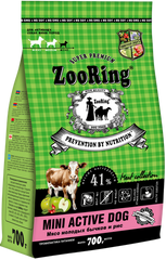 ZOORING MINI Active Dog YOUNG BULLS / RICE сухой корм для взрослых собак Мелких пород МОЛОДЫЕ БЫЧКИ / РИС (700гр)